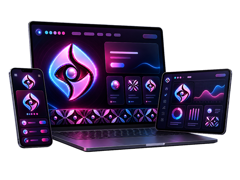 Fictional brand identity adapted to digital and screen-based applications