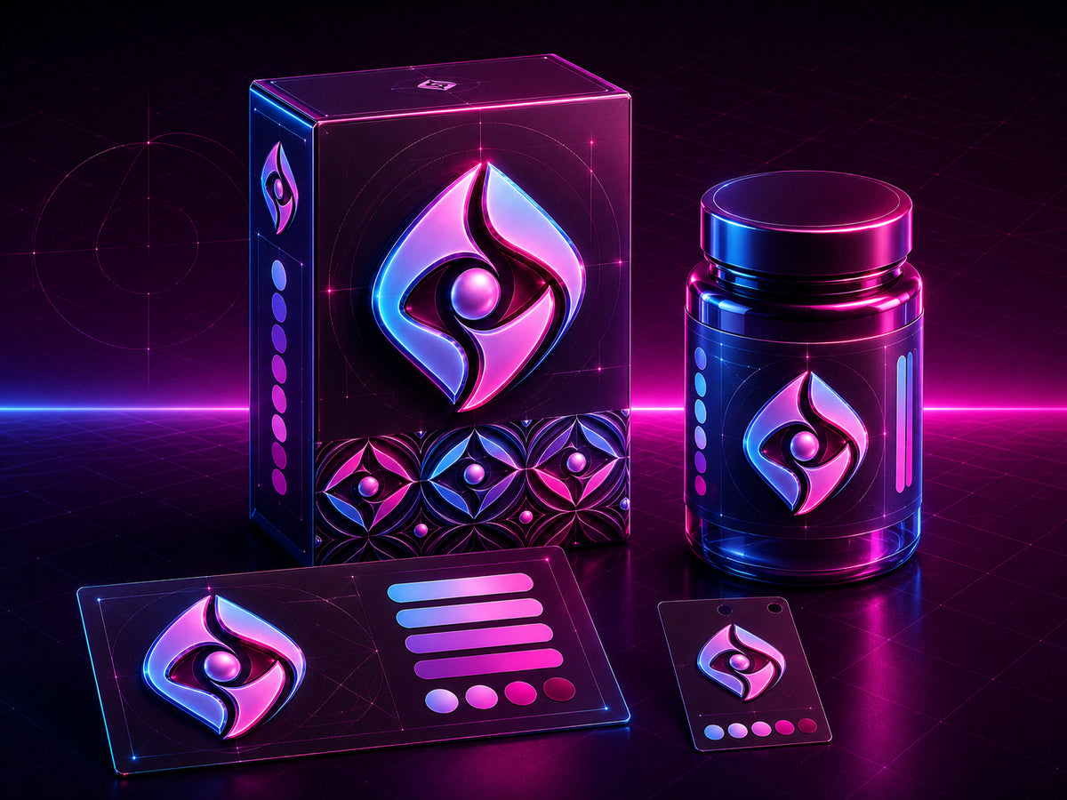 Branded product package, label, and presentation mockup